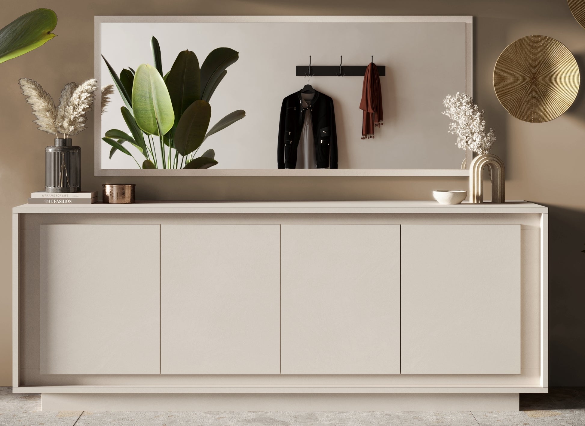 Berlin 4 Door 207cm Cashmere Sideboard - FurniComp