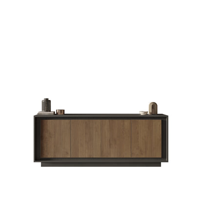 Berlin 4 Door 207cm Grey and Mercure Oak Sideboard - FurniComp