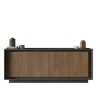 Berlin 4 Door 207cm Grey and Mercure Oak Sideboard - FurniComp