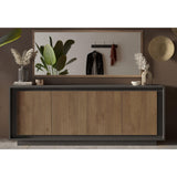 Berlin 4 Door 207cm Grey and Mercure Oak Sideboard - FurniComp