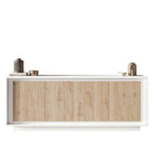Berlin 4 Door 207cm Matt White and Cadiz Oak Sideboard - FurniComp