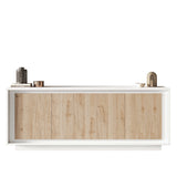 Berlin 4 Door 207cm Matt White and Cadiz Oak Sideboard - FurniComp