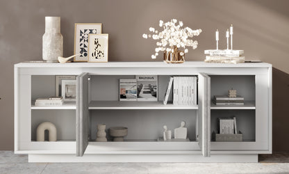 Berlin 4 Door 207cm Matt White and Concrete Grey Sideboard - FurniComp