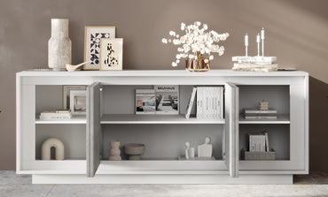 Berlin 2 Door 3 Drawer 180cm Matt White and Concrete Grey Sideboard - FurniComp