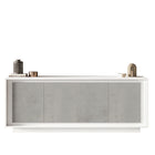 Berlin 4 Door 207cm Matt White and Concrete Grey Sideboard - FurniComp