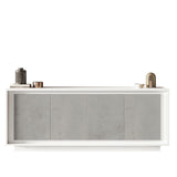 Berlin 4 Door 207cm Matt White and Concrete Grey Sideboard - FurniComp