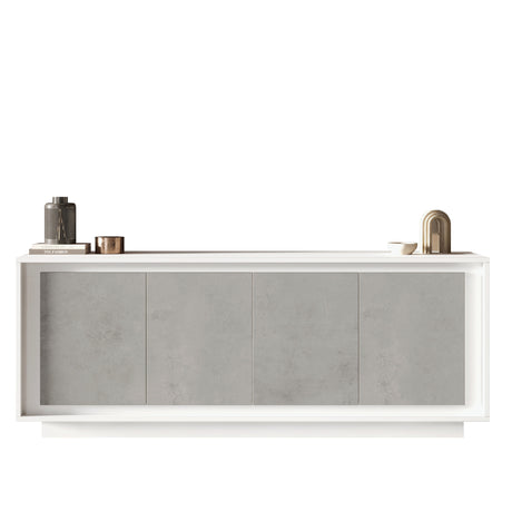 Berlin 4 Door 207cm Matt White and Concrete Grey Sideboard - FurniComp