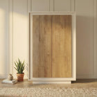Berlin 2 Door 106cm Cashmere and Mercure Oak Highboard/Tall Sideboard - FurniComp