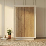 Berlin 2 Door 106cm Cashmere and Mercure Oak Highboard/Tall Sideboard - FurniComp