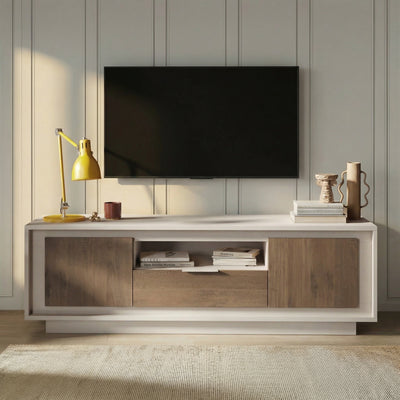 Berlin 2 Door 1 Drawer 180cm Cashmere and Mercure Oak TV Stand