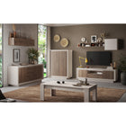 Berlin 2 Door 106cm Cashmere and Mercure Oak Highboard/Tall Sideboard - FurniComp