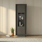 Berlin 1 Door 67cm Grey Glass Display Cabinet - FurniComp