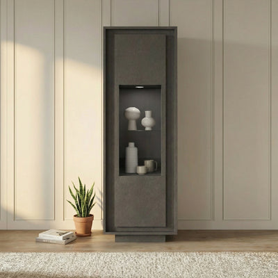 Berlin 1 Door 67cm Grey Glass Display Cabinet