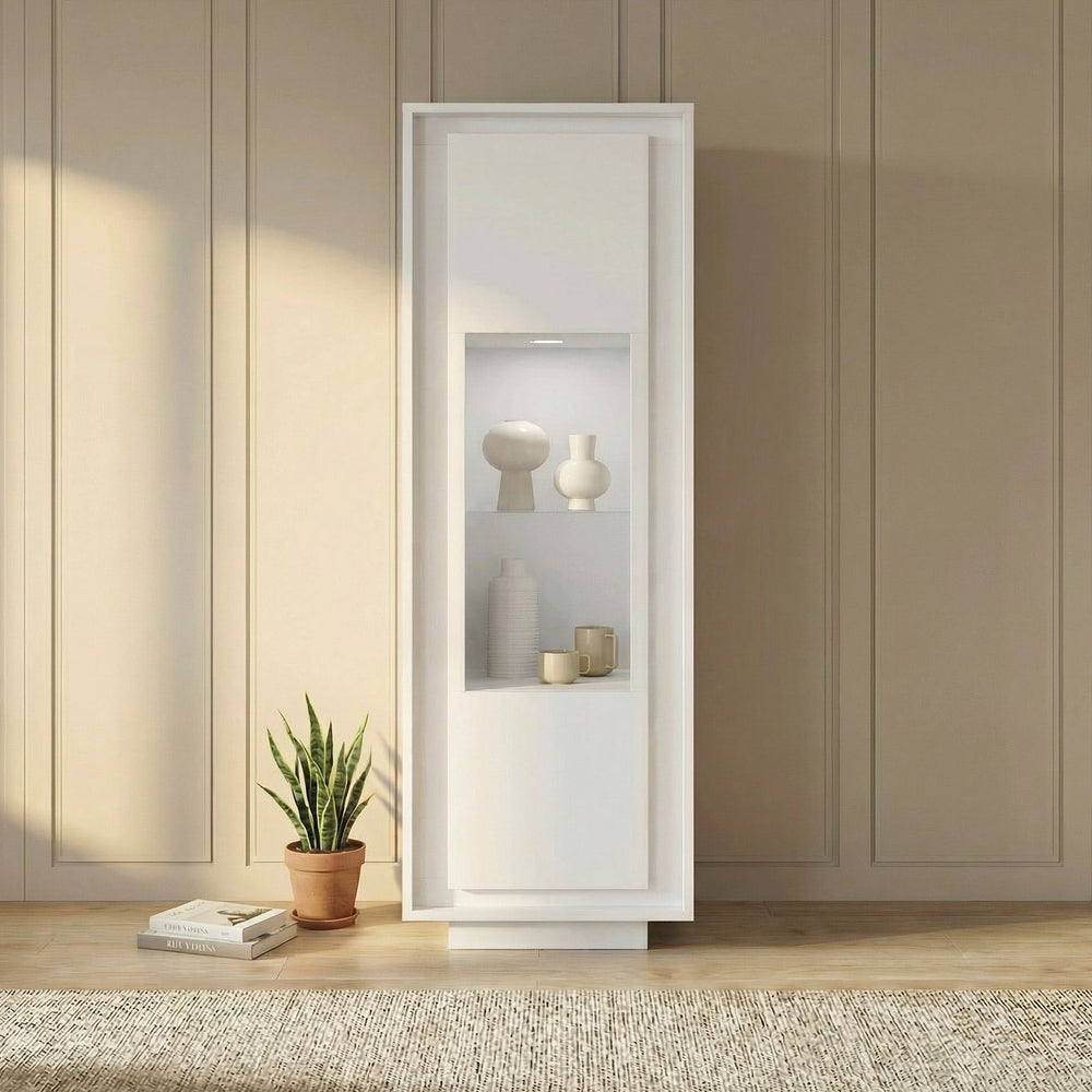 Berlin 1 Door 67cm Matt White Glass Display Cabinet