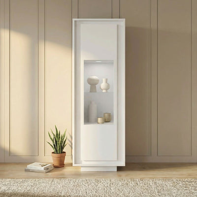 Berlin 1 Door 67cm Matt White Glass Display Cabinet