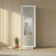 Berlin 1 Door 67cm Matt White and Concrete Grey Glass Display Cabinet - FurniComp
