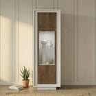Berlin 1 Door 67cm Matt White and Mercure Oak Glass Display Cabinet - FurniComp