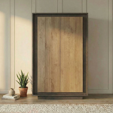 Berlin 2 Door 106cm Grey and Mercure Oak Highboard/Tall Sideboard - FurniComp