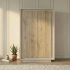 Berlin 2 Door 106cm Cashmere and Cadiz Oak Highboard/Tall Sideboard - FurniComp