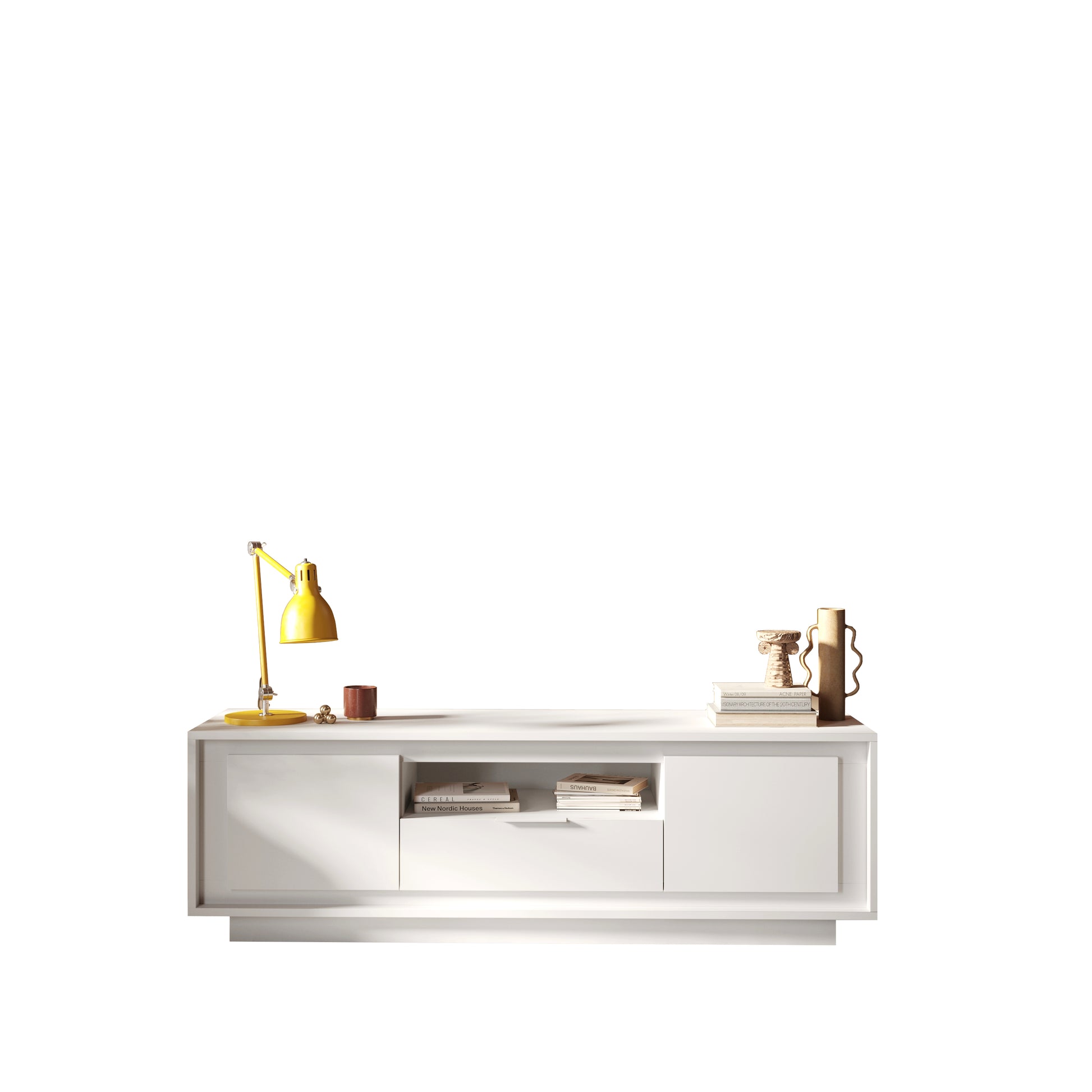 Berlin 2 Door 1 Drawer 180cm Matt White TV Stand - FurniComp