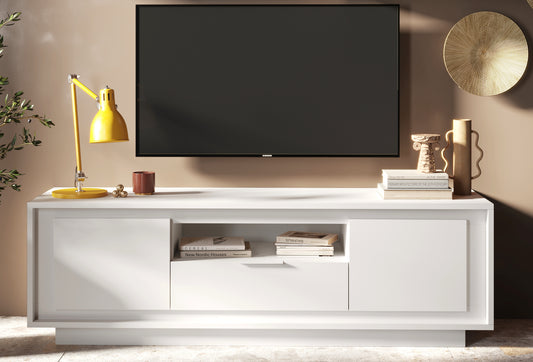 Berlin 2 Door 1 Drawer 180cm Matt White TV Stand - FurniComp