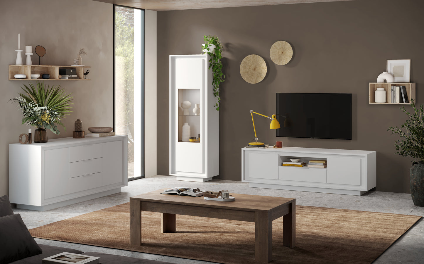 Berlin 2 Door 106cm Matt White Highboard/Tall Sideboard - FurniComp