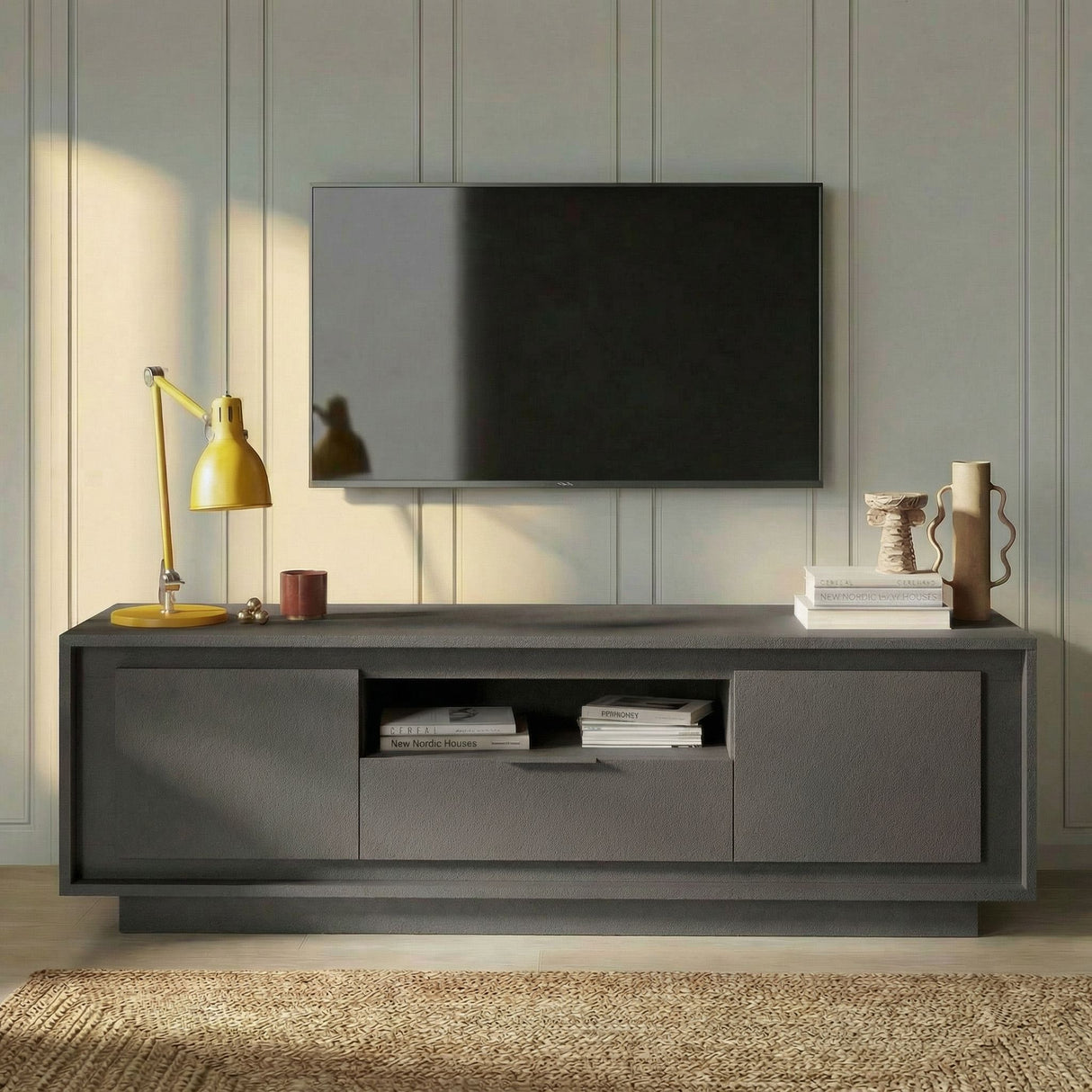 Berlin 2 Door 1 Drawer 180cm Grey TV Stand - FurniComp