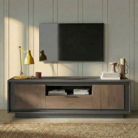 Berlin 2 Door 1 Drawer 180cm Grey and Mercure Oak TV Stand - FurniComp