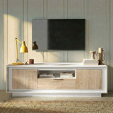 Berlin 2 Door 1 Drawer 180cm Matt White and Cadiz Oak Oak TV Stand - FurniComp