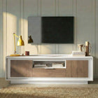 Berlin 2 Door 1 Drawer 180cm Matt White and Mercure Oak Oak TV Stand - FurniComp