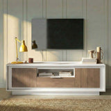 Berlin 2 Door 1 Drawer 180cm Matt White and Mercure Oak Oak TV Stand - FurniComp