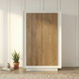 Berlin 2 Door 106cm Matt White and Mercure Oak Highboard/Tall Sideboard - FurniComp