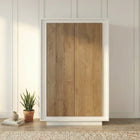 Berlin 2 Door 106cm Matt White and Mercure Oak Highboard/Tall Sideboard - FurniComp