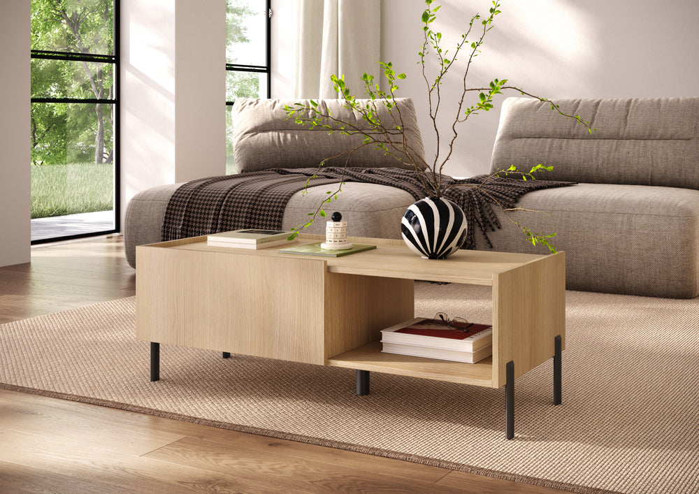 Beverly 100cm 2 Door Coffee Table - Oak - FurniComp