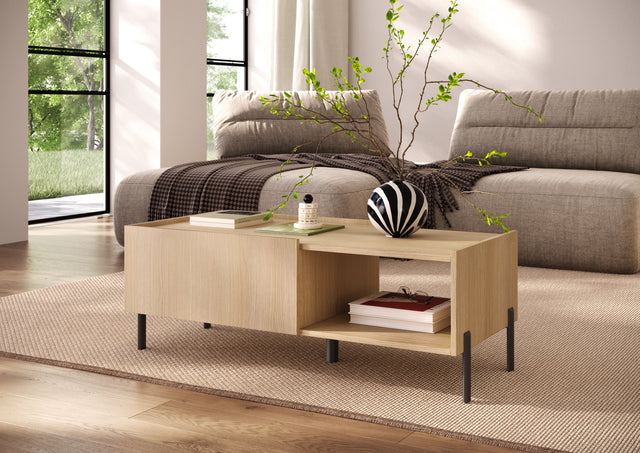 Beverly 100cm 2 Door Coffee Table - Oak - FurniComp