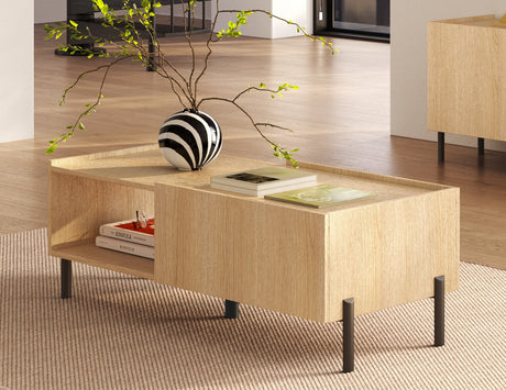 Beverly 100cm 2 Door Coffee Table - Oak - FurniComp