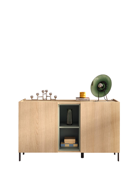 Beverly 130cm 2 Door Sideboard - Oak & Olive Green - FurniComp