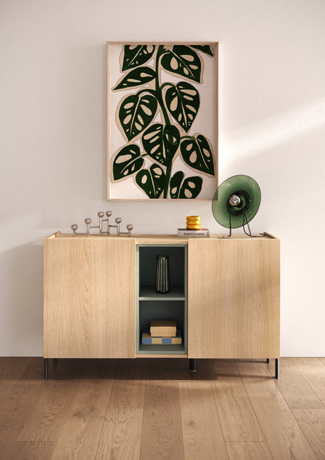 Beverly 130cm 2 Door Sideboard - Oak & Olive Green - FurniComp