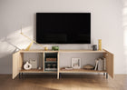 Beverly 180cm 3 Door TV Unit - Oak & Olive Green - FurniComp
