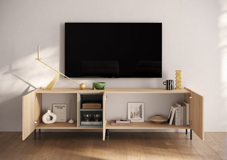 Beverly 180cm 3 Door TV Unit - Oak & Olive Green - FurniComp