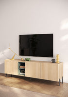 Beverly 180cm 3 Door TV Unit - Oak & Olive Green - FurniComp
