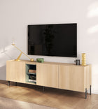 Beverly 180cm 3 Door TV Unit - Oak & Olive Green - FurniComp