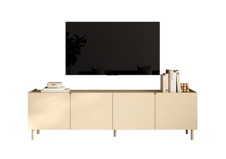 Bailey 200cm Large 4 Door TV Unit - Oak & Cream - FurniComp