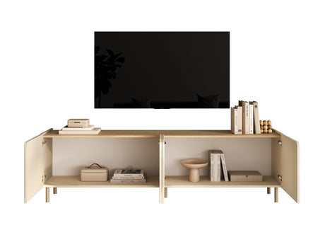 Bailey 200cm Large 4 Door TV Unit - Oak & Cream - FurniComp