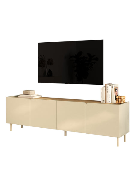 Bailey 200cm Large 4 Door TV Unit - Oak & Cream - FurniComp