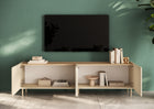 Bailey 200cm Large 4 Door TV Unit - Oak & Cream - FurniComp
