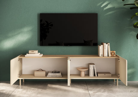 Bailey 200cm Large 4 Door TV Unit - Oak & Cream - FurniComp