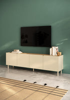 Bailey 200cm Large 4 Door TV Unit - Oak & Cream - FurniComp