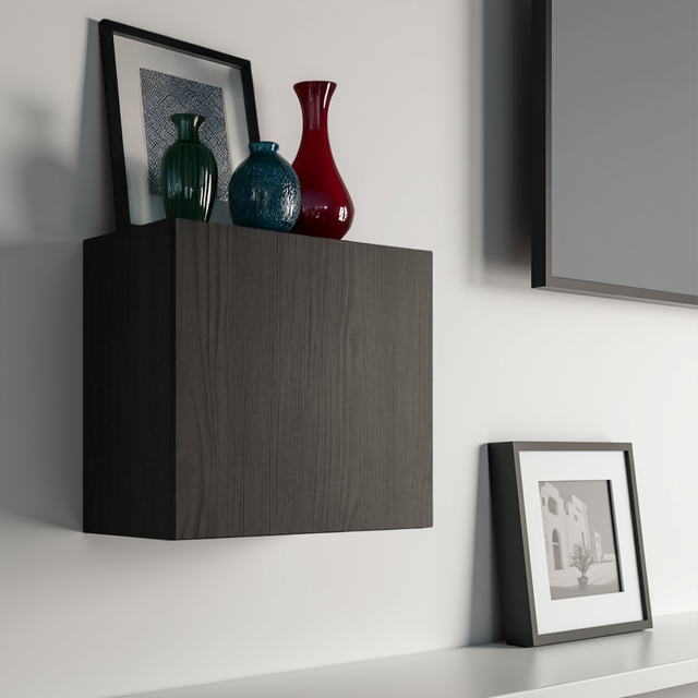 Combo 55cm Floating Wall Cube With Door -Burnt Black COM-81-10 - FurniComp