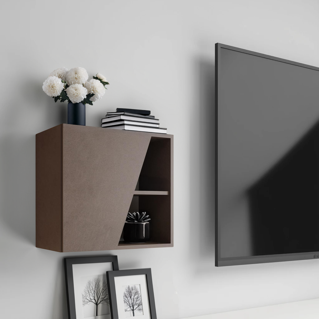 Combo 55cm Floating Wall Cube With Shaped Door - Bronze COM-18-07 - FurniComp